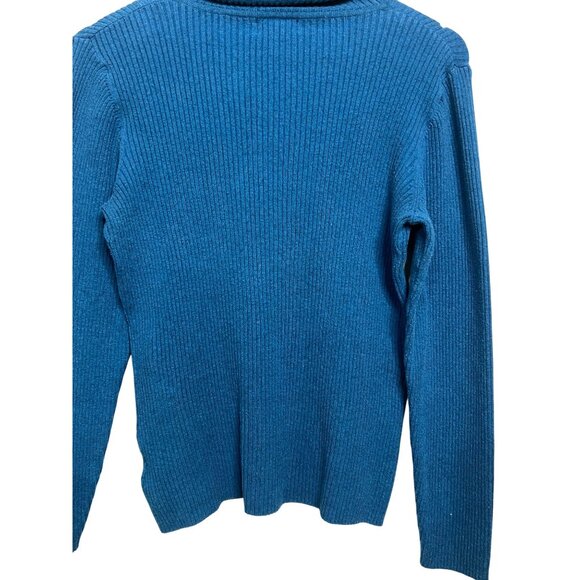 St. Johns Bay Women Classic Blue Ribbed Turtleneck Sweater X-Large Cotton Blend - Picture 7 of 16